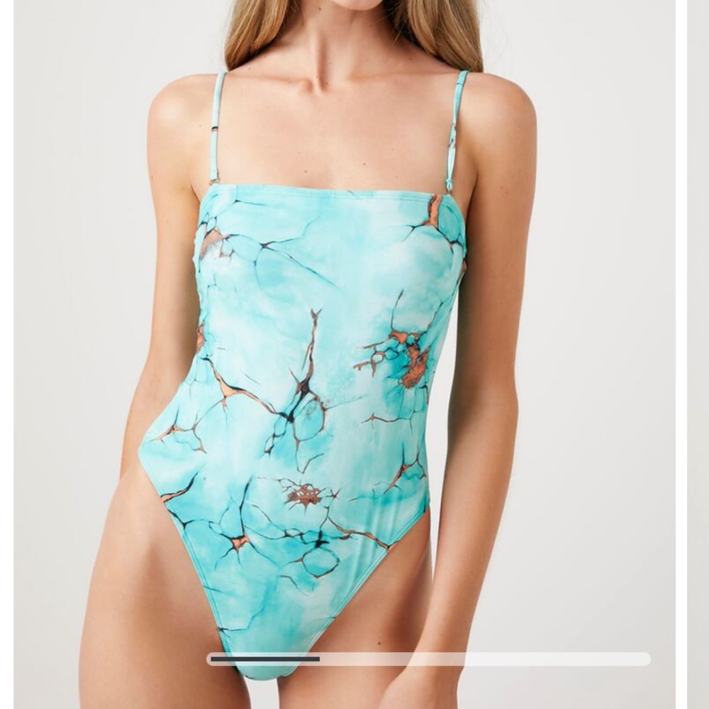 Forever 21 NWT Marble Print One-Piece Swimsuit
